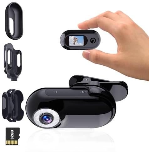 Xilecam Mini Body Camera 1080P with 32GB Card Helmet Camera Body Cameras with Audio and Video Recording Multi-Function Accessory Body Cam（Black）