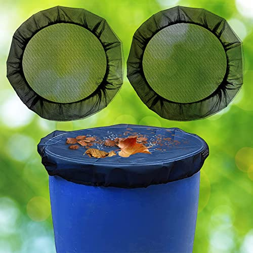 Copertura per Barile da Pioggia,2 Pz 95 cm Nero Rete per Botti di Pioggia con Fascia Elastica Copertura in Rete per Barili di Pioggia per Giardino Esterno (95CM)