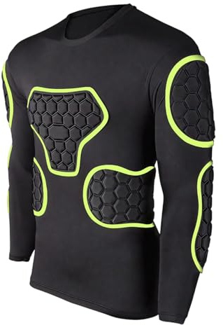SZLIFE Maglia da portiere a maniche lunghe con imbottitura in schiuma EVA, protezione per le costole della parte superiore del corpo, comoda e, Taglia Xl