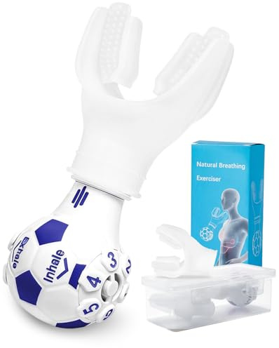 Adjustable Breathing Trainer Portable Lung Exerciser Improves Lung Capacity | Portable Respiratory Fitness Support Device, Regulate Oxygen Flow (Blue)