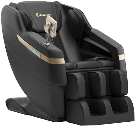 Real Relax Full Body Massage Chair,Zero Gravity Shiatsu Massage Chair Recliner, Foot Massage,Bluetooth,Large Control Screen (Classic Black)