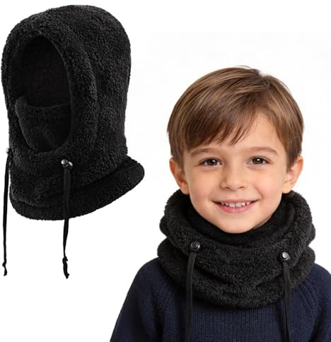 AYPOW Passamontagna Invernale in Pile Termico Bambini 3-10, Maschera da Sci Multifunzionale Antivento Regolabile, Berretti Cappello in Pile Caldo Cappuccio Scaldacollo Sciarpa per Ragazzi Ragazze