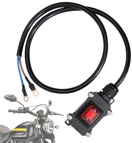 Générique Interrupteur De Déconnexion De Batterie Moto, Coupe Contact Batterie 12V/24V Moto, Coupe Circuit Batteries 12v 24v, Débrancheur Batteries, Protection Court-Circuit (50cm)