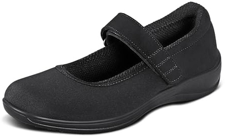 Orthofeet Women's Orthopedic Springfield Adjustable Stretch Mary Jane, Black, Size 7