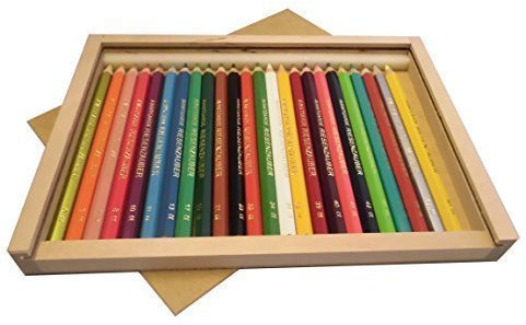 Holzschiebebox XL, gefüllt mit 24 Buntstiften (Avantgarde Riesenzauber, lackiert)