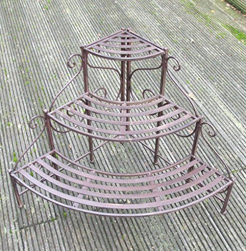 Eck-Blumentreppe, Pflanzentreppe, Blumenbank, Pflanzenregal, 3er, Eisen