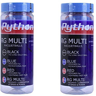 Python 3 Ball Can RG Racquetbälle (empfohlen von Racquetball Legend Ruben Gonzalez) (2 Dosen/Packungen, 6 Bälle)