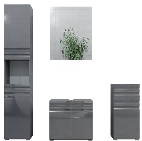 Vicco Meubles Bain Fredd, Anthracite Haute Brillance, 4 Parties