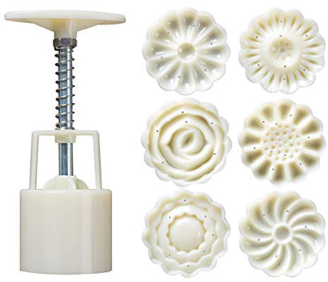 Artibetter Cookie Stamp Mooncake Form Briefmarken Blumen Cookie Stamp Moon Kuchenform Briefmarken Kolben Mitte Herbst Festival Kekse DIY Mond Kuchen Pressformen 1 Satz 50G