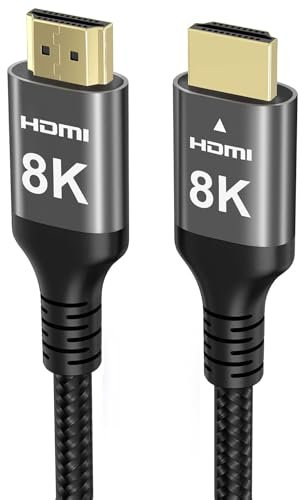 Ubluker 8K Câble HDMI 15M, Nylon tonné Câble Haute Vitesse HDMI® 4k 120Hz 2k 165Hz 8k 60Hz 12bit eARC ARC Dolby Atmos HDR10+ HDCP2.3 Compatible pour PC TV moniteur ordinateur portable Mac PS5 Xbox
