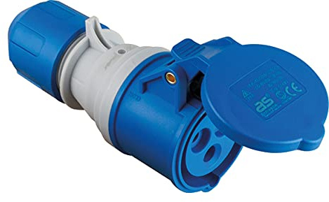 as - Schwabe - CEE Kupplung mit POWERLIGHT Spannungsanzeige - 230 V, 16 A, 3-polig - Outdoorkupplung - IP44 fremdkörper- und spritzwassergeschützt - zur Verwendung im Außenbereich - blau, 61487