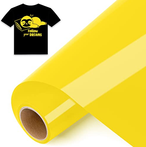 IModeur Plotterfolie Textil Gelb – 30,5 x 244 cm Flexfolie Plotter Textil Gelb für Silhouette Cameo, Kleidung, Mützen, Hosen, andere Stoffe