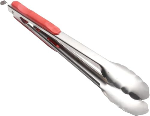 PARENCE.- Pince de Cuisine en Acier Inoxydable avec Clip de Sécurité - Outil pour la cuisson ou le service pour la cuisine et le barbecue / 29 CM - Manche Anti - Dérapant/Confortable