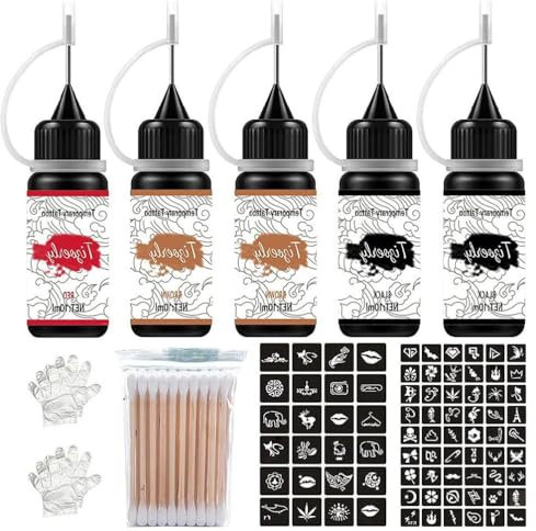 Jagua Gel Temporary Supplies Full Kit 3 Colors 5 Bottles Unisex Temp Kit With Stencils For Kids