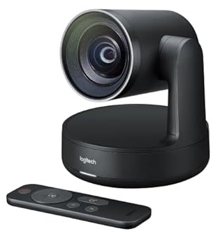 Logitech Rally 4K UHD PTZ Conference Camera - Pan Tilt Zoom, RightSight, Autofocus, studio-quality, Remote control, Invertible, Certified for Teams, Zoom, Skype, Fuze & More (New) (Renewed)