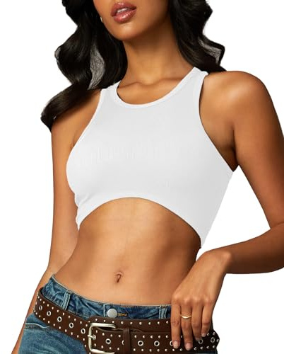 Navneet tanktopp crop toppar damer ribbad magfri topp ärmlös festtoppar sommar basic skuren topp skjorta