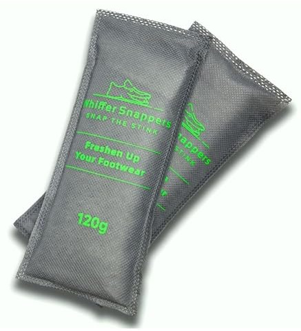 WhifferSnappers – Durable Shoe Deodorizers – Extra Large Bamboo Charcoal Odour Absorber Bags for Sports Shoes, Golf Shoes, Boxing Gloves, Helmets & More. 2x120g bags. More Odour Absorption