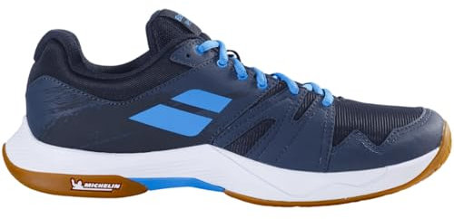 Babolat Shadow Team 2 Chaussures de badminton pour homme, noir/gris, idéales pour le badminton, le squash, le tennis de table, le volley-ball | Amortissement dynamique | Poids léger | Confortables,