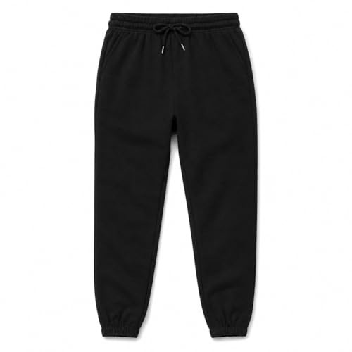 Barn skola joggingbyxor, sport fleece, jogging träningsoverall barn pojkar flickor skola joggingbyxor sport PE byxor barn sport gym kläder vardag, Svart, 7-8 År