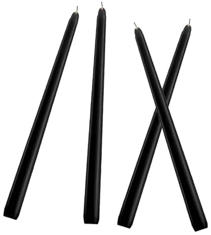 Vaguelly 4pièces Bougies Coniques Noires Mèche Coton Combustion Pour Dîners Événements Halloween