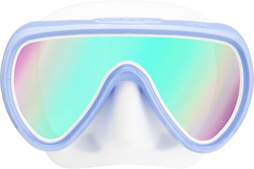 Cressi Dive Mask Narrow-Face Fit, White/Lilac, UV 420 Blue/Orange Lens
