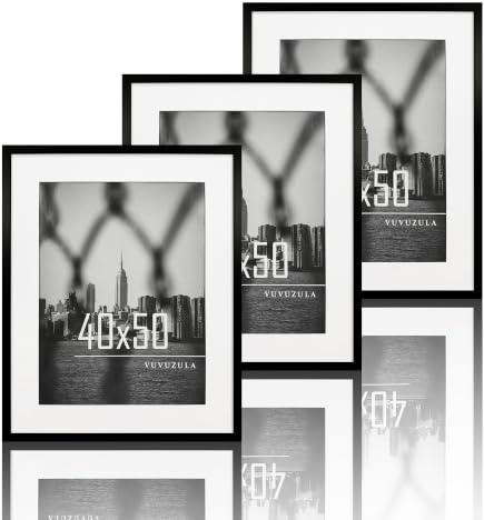 VUVUZULA Bilderramar 40x50 cm Svart 3-pack Fotoramar Ram med passepartout Plakatram