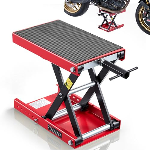 VEVOR Martinetto a Forbice per Moto, Piattaforma di Sollevamento Compatta Carico Max 499 kg, Escursione di Sollevamento 9,5-34 cm per Manutenzione Moto da Officina Garage, Sollevatore in Acciaio