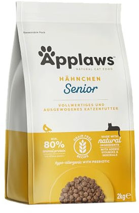 Applaws getreidefreies Katzentrockenfutter mit Huhn für ausgewachsene Katzen Senior, natürlich und vollwertig (2kg Packung)