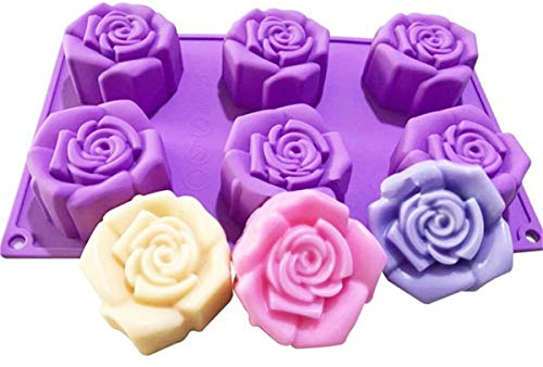 Joyeee Silicone Cake Mold, Rose Flower Silicone Baking Bakeware Pan for Jelly Dessert Biscuits Chocolate Ice Cube Cheesecake Muffin, DIY Handmade Soap Moulds Tray for Birthdays Party