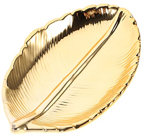 IMIKEYA Feuille D' Or en Forme de Bijoux Plateau Plat Serviette Plaque eau de Fruits x Cosmétiques Bijoux Organisateur Anneau Porte- Dessert