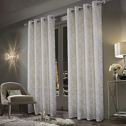 always4u 100% Rideaux Occultant en Velours Doré, Isolation Thermiques,Tissu Doux et Infroissable, Double Rideau à œillets, pour Chambre Salon Cuisine, Blanc 140x175cm Lot de 2