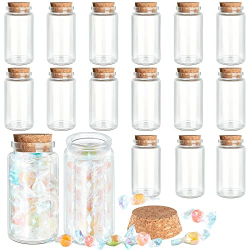Tessco for you 12 Pcs Mini Glass Bottles with Cork 100ml, Small Jars