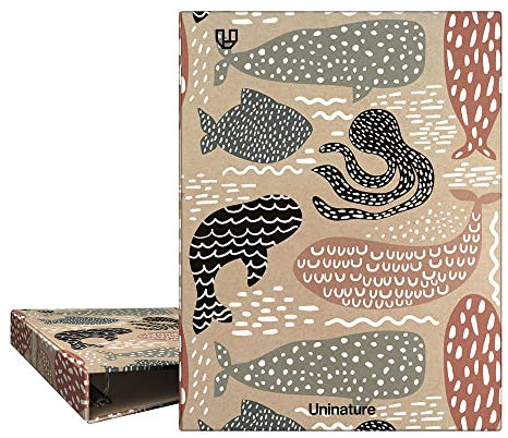 Unipapel Ringbuch A5, umweltfreundlich, 100% recycelter Karton und Papier, 4 Ringe, 20 mm, rund, Uninature Design, Wale, FSC-recycelt, 100%