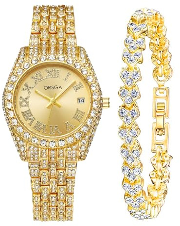 CIVO Montre Femme Doré Argent: Étanche Montres avec Bracelet Acier Inoxydable - Analogique Montre avec Lumineux Calendrier Ensemble Cadeau pour Dames Fille