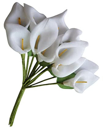 AOKWAWALIY Lot de 12 faux lys calla - Accessoires de fleurs artificielles - Fleurs artificielles - Bouquet de mariée - Lys calla artificiels - Bouquet de lys calla - Bouquet de fleurs - Sport Sayuri