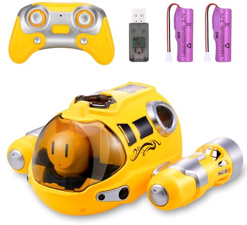 Wyxron Ferngesteuertes Boot Kinder, 2,4-GHz Dual Propeller RC Boot mit Wasserspritzfunktion, Wasserspielzeug für Pools Lakes Jungen Mädchen Spielzeug im Freien Geschenke (Gelbes Spritzboot1)
