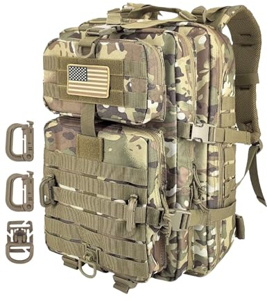 Hannibal Tactical Militär Taktischer Rucksack Cooper Rucksack Armee Assault Pack 3 Tage Bug Out Go Bag Trekking Wanderrucksack (40L,CP Camo)