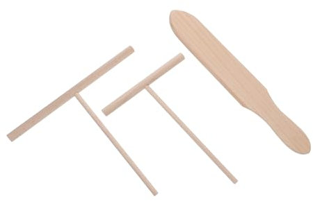 WATIIFUFU 3pcs Wooden Pancake Crepe Tool Spatula Spreaders Turner for Cooking Baking Nonstick Easy Clean