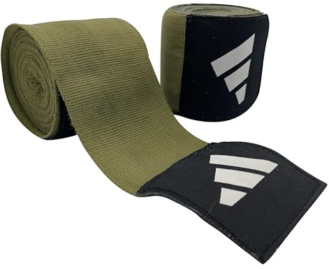 adidas 1 paio di bende da boxe unisex per boxe crepe bendaggio polsi, colore verde oliva, dimensioni 5 cm x 450 cm con chiusura in velcro