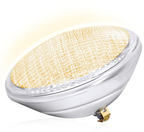 AHJ luz Cálido Luz Piscina, Foco Piscina Led, Iluminación Subacuática para Piscina PAR56 36 W, Luces para Piscina, IP68 Iluminación, Ángulo de 120 °, Iluminación para Piscina, [12 V CA/DC]