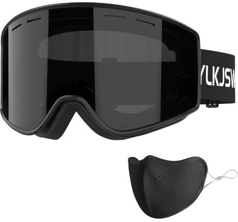 YLKJSWIM Ski Goggles for Men Women, Double-Layered Lenses Anti-Fog & Scratch Snow Goggles 100% UV Protection Snowboard Goggles for Adult & Youth, Snowmobile, Skydiving, Dog Sledding (Black)