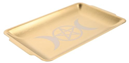 WEKADRIN Plateau Autel Doré Assiette Rituelle Brûleur Aromatique Wiccan Support pour Bougie Plateau Offrande Décoratif Métal Inoxydable Utilisation Polyvalente