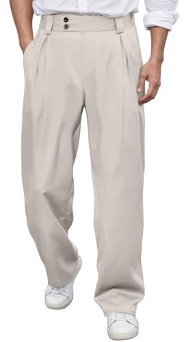 Vhersily Pantaloni da Uomo con Gamba Dritta Pantalone da Smoking Larghi Eleganti per Matrimoni Feste Tempo Libero Lavoro Pantaloni Chino Elasticizzati Leggeri vestibilità Ampia Autunno Invernale