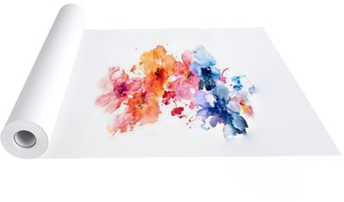 QinOustore Rollo de Papel para Dibujo 43 cm x 20 m, 80 g/m² – Papel Blanco para Pintar y Dibujar – Papel de Bocetos en Rollo – Para Niños, Escuela, Manualidades y Proyectos Artísticos
