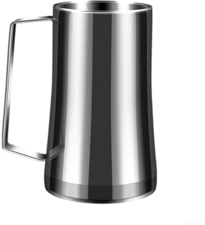 Upluxmira Boccale da birra in acciaio isolato con manico, boccale da parete per bevande calde e fredde, tazza d'argento da 10 cm, per casa, hotel, bar, cucina