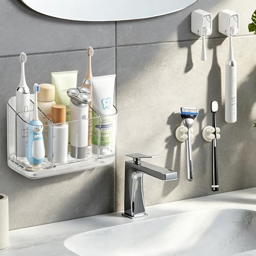 Porta cepillos de Dientes baño 5 Piezas Cepillo, Cabezales, Soporte Afeitar