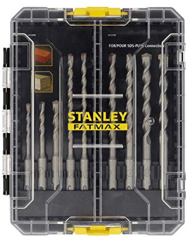 Stanley FatMax 9-tlg. SDS-plus Steinbohrer-Set STA88562 (Premium Bohrer von 5-12 mm SDS Plus-Bohrer, 110 mm + 160 mm Länge, im handlichen ToughCase)