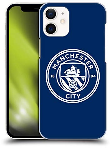 Head Case Designs Officially Licensed Manchester City Man City FC Obsidian White Mono Badge Hard Back Case Compatible With Apple iPhone 12 Mini