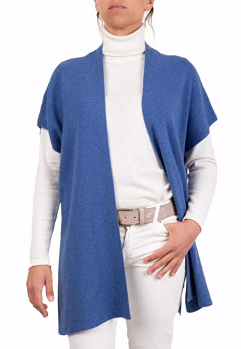 Marenza Mantella Giacca Misto Cashmere Donna Made in Italy Lana Merino Cachemire Nero Beige Bianco Blu Rosa Maglia Scialle Elegante Regalo Abbigliamento Caldo Inverno Coprispalle (Blu Jeans)