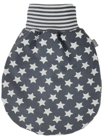 Lilakind“ Baby Kinder Baumwolljersey Strampelsack Sterne Grau Weiß Gr. L - Made in Germany
